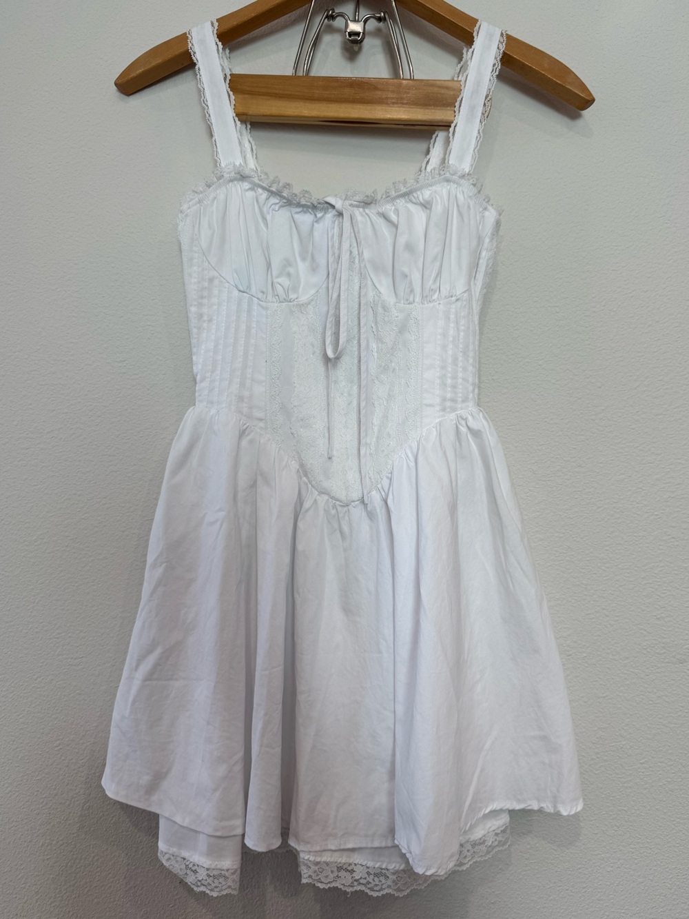 White Lace Corset Style Mini Dress Cottagecore Coquette